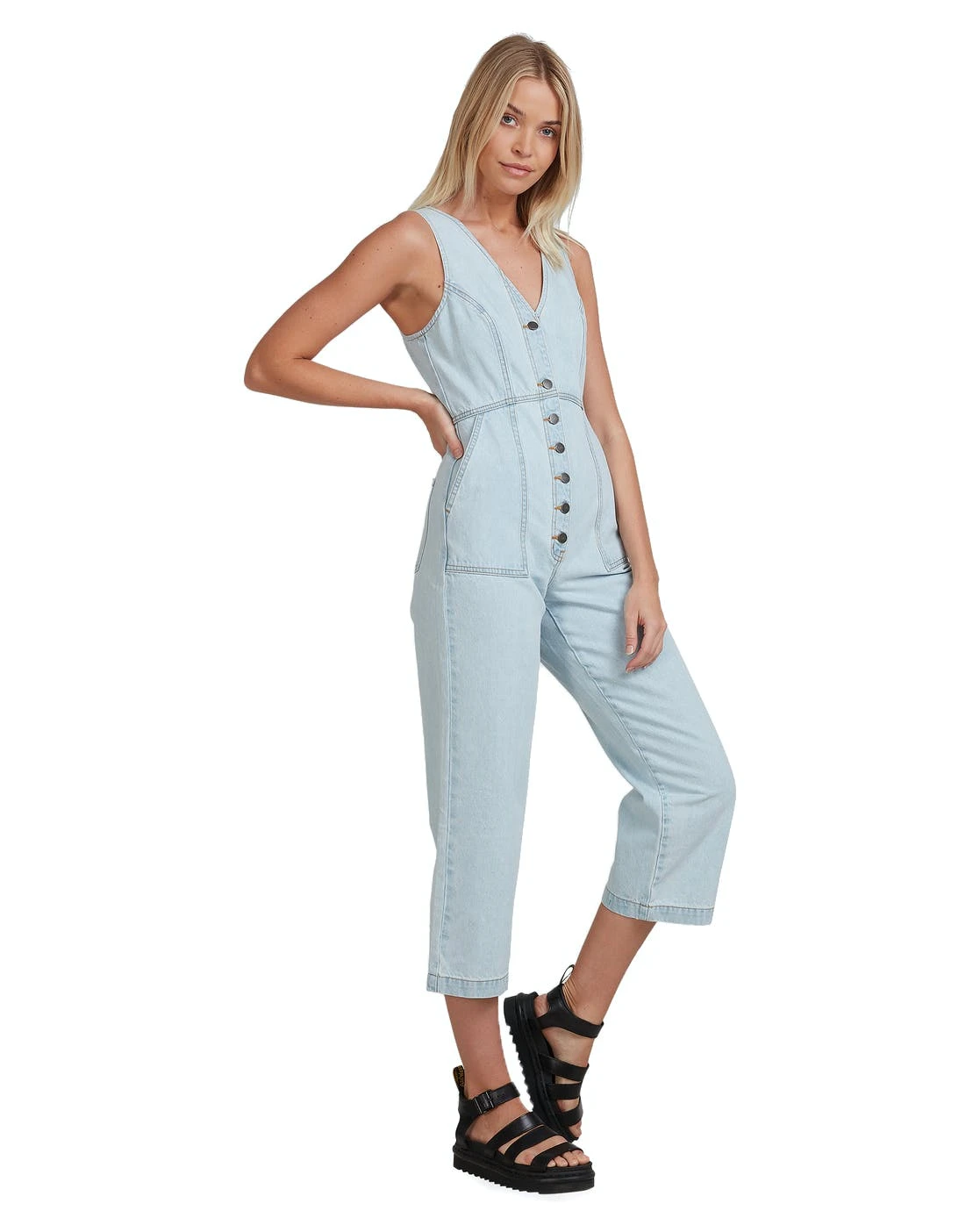 RVCA Badder Denim Jumpsuit - Image 4
