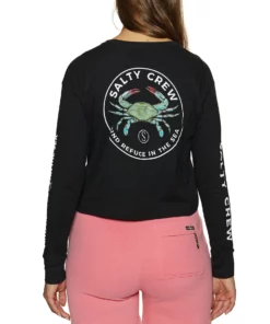Salty Crew Blue Crabber Crop Womens Long Sleeve T-Shirt