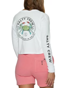 Salty Crew Blue Crabber Crop Womens Long Sleeve T-Shirt